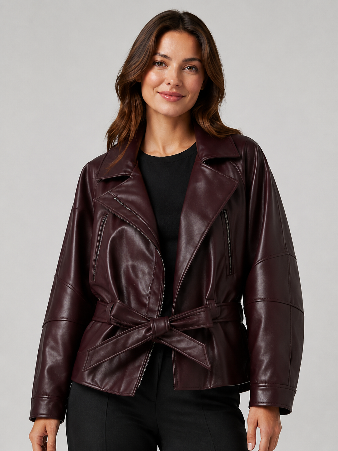 Veste Cuir Marron Femme Oversize