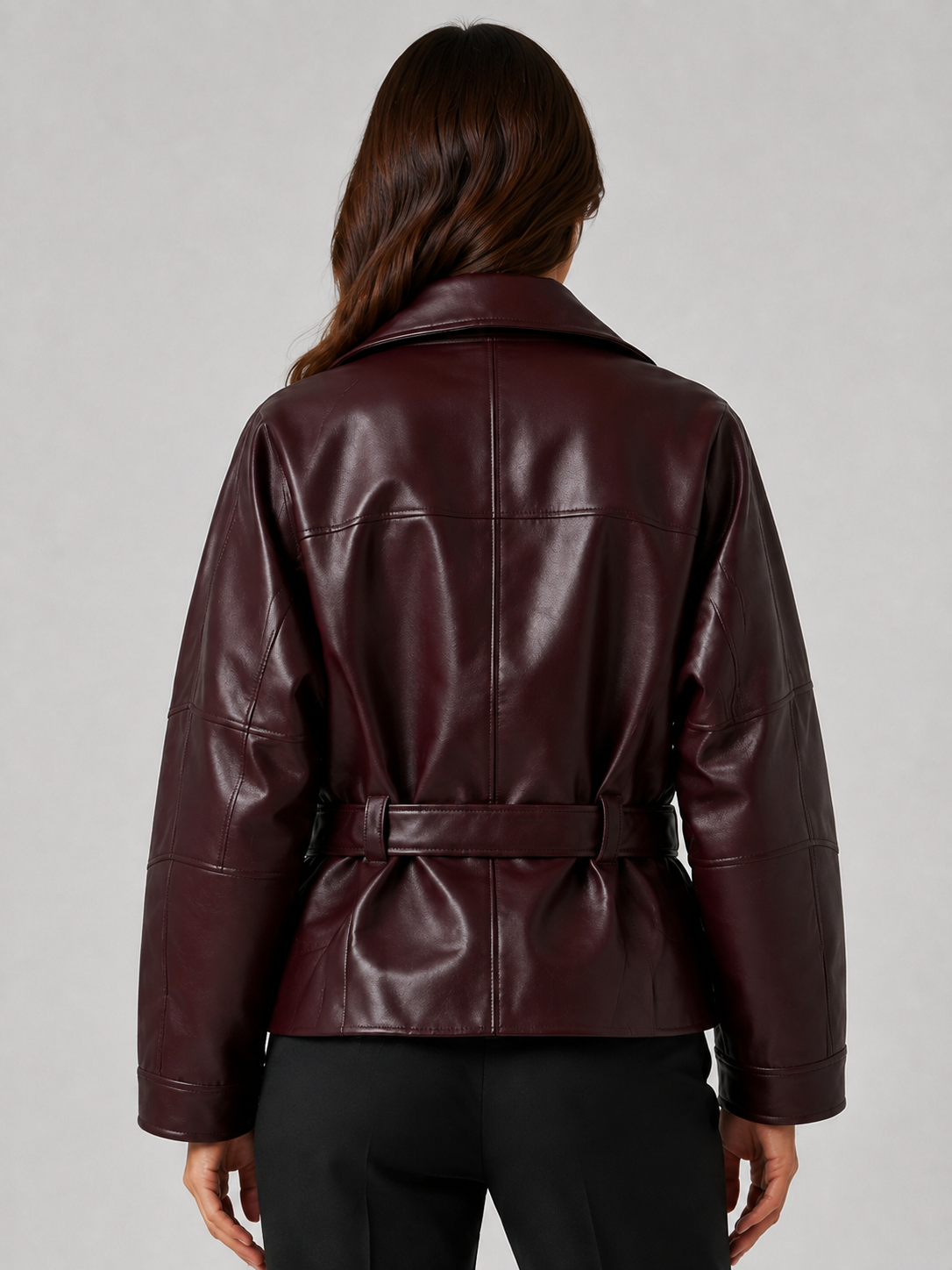 Veste Cuir Marron Femme Oversize
