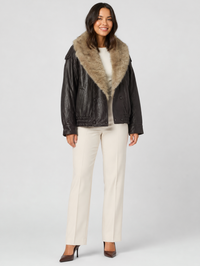 Veste Cuir Marron Fourrure Femme