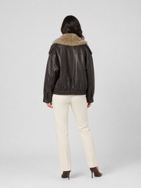 Veste Cuir Marron Fourrure Femme