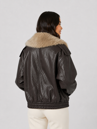 Veste Cuir Marron Fourrure Femme