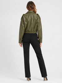 Veste Courte Cuir Marron Femme