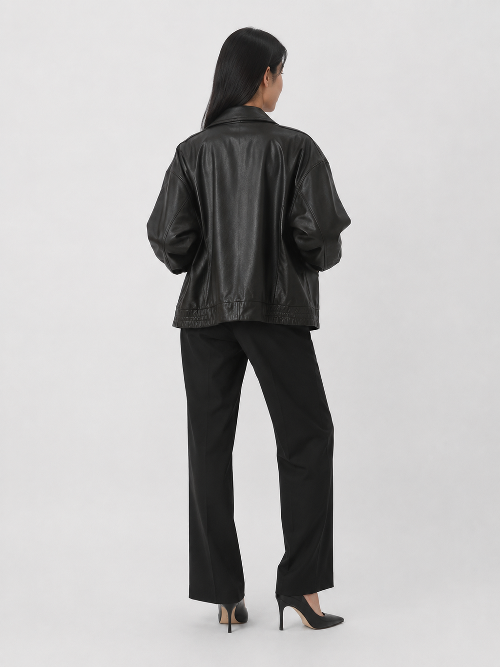 Veste Longue Cuir Femme Marron