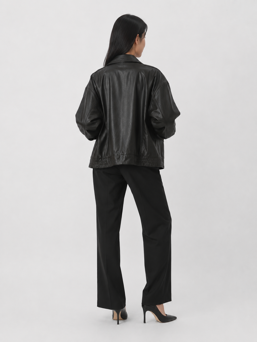 Veste Longue Cuir Femme Marron
