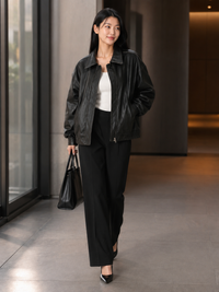 Veste Longue Cuir Femme Marron