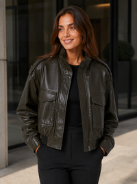 Veste Cuire Courte Femme