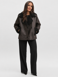 Veste En Cuir Marron Avec Fourrure Femme