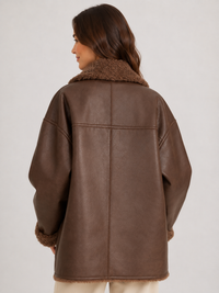 Veste Cuir Marron Femme Col Fourrure
