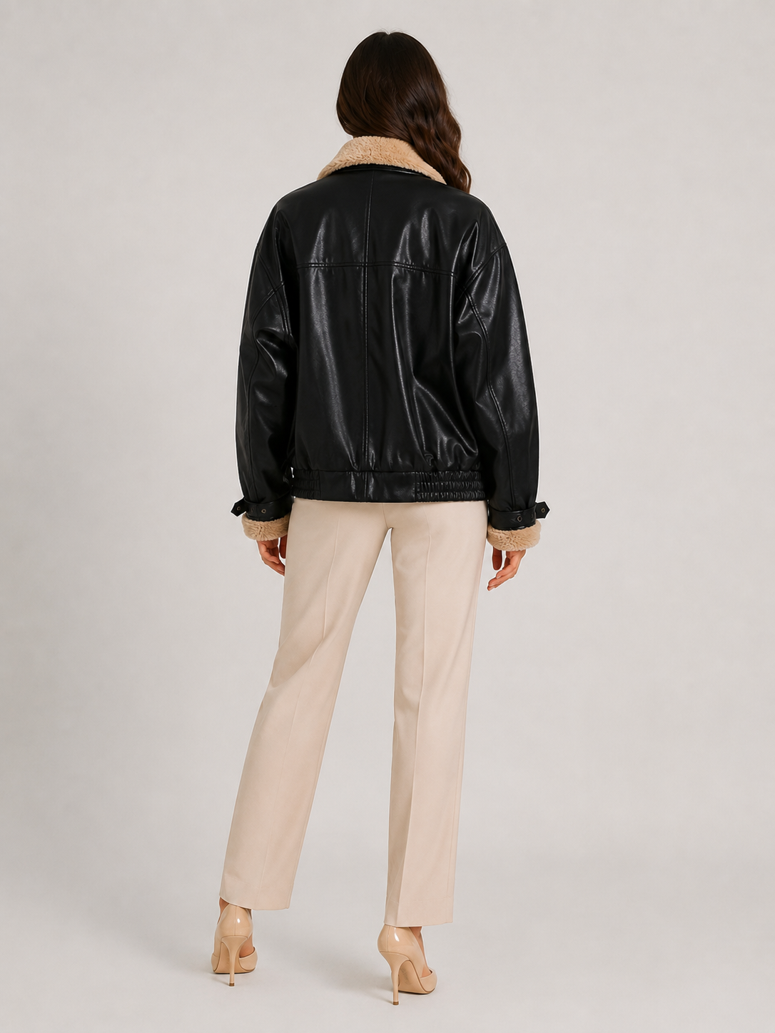 Veste Cuir Noir Fourrure Femme