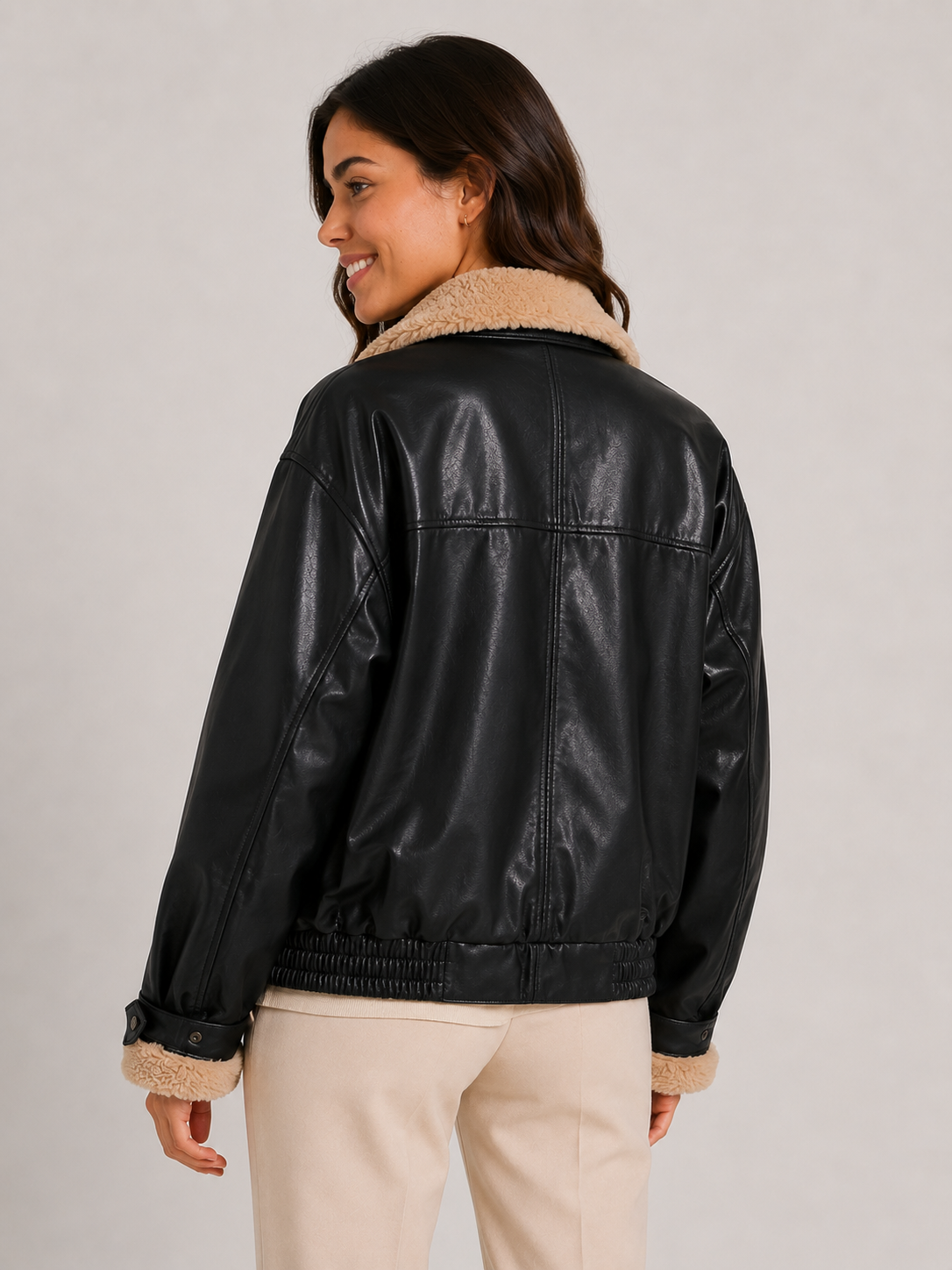 Veste Cuir Noir Fourrure Femme