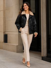 Veste Cuir Noir Fourrure Femme