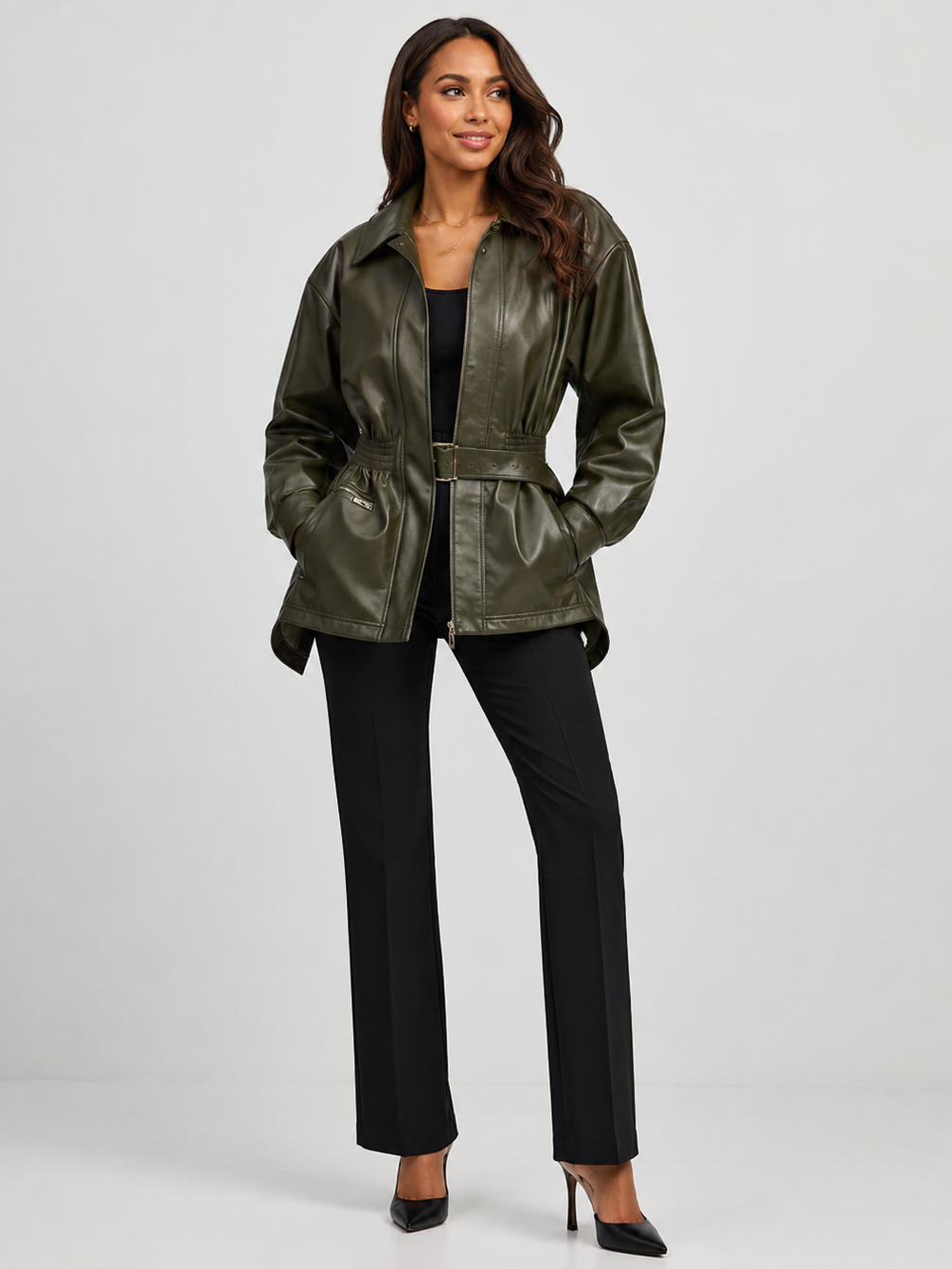Veste Cuir Femme Marron Chocolat