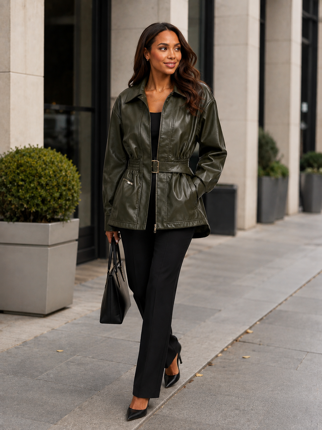 Veste Cuir Femme Marron Chocolat