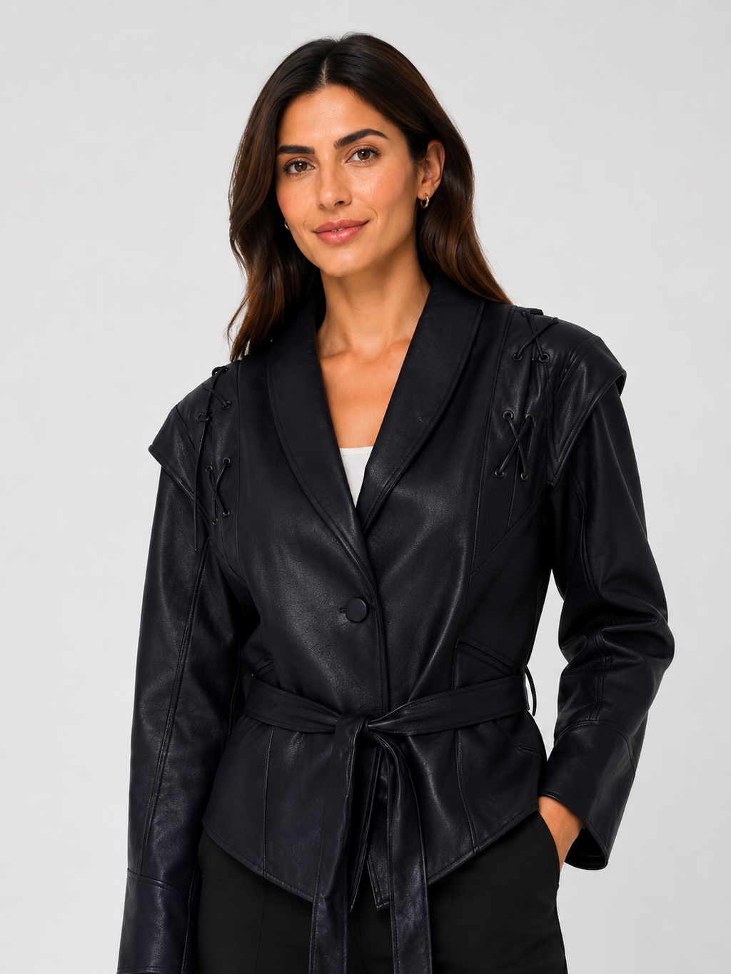 Veste En Cuir Noir Courte Femme