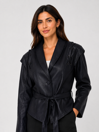 Veste En Cuir Noir Courte Femme