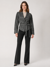 Veste En Cuir Femme Grise