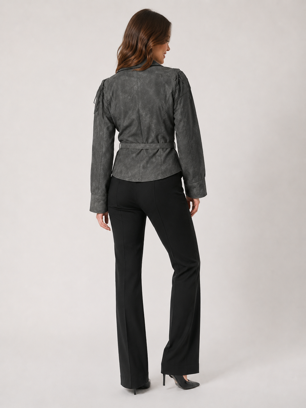 Veste En Cuir Femme Grise