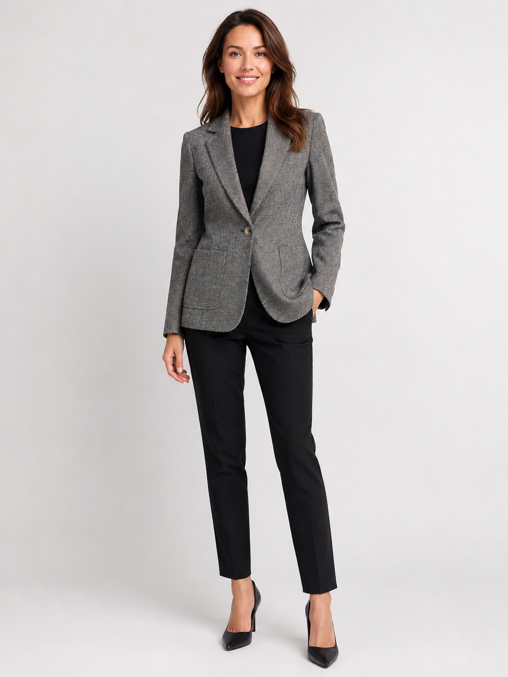 Blazer En Laine Gris Femme