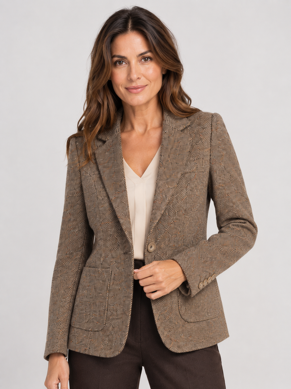 Blazer Femme Laine Marron