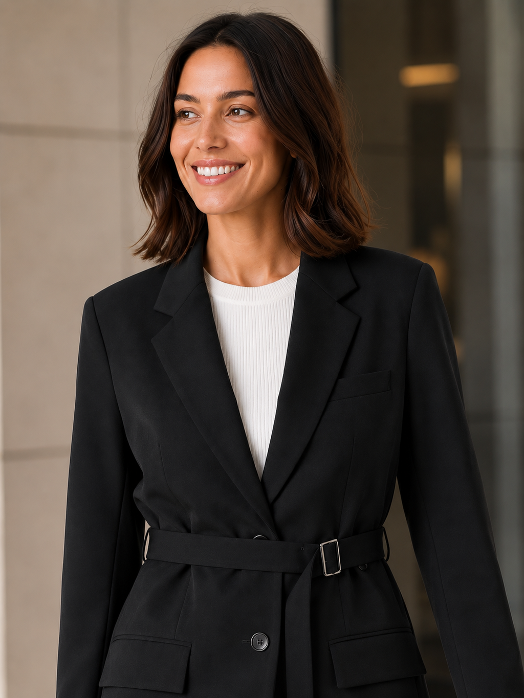Veste Blazer Laine Noir Femme