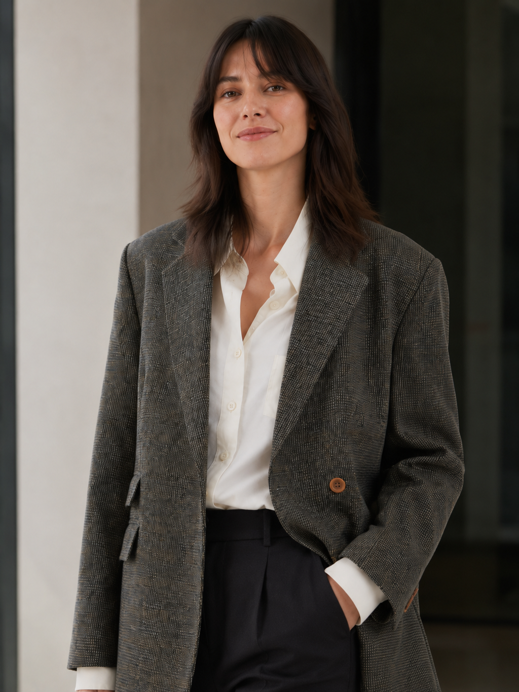 Blazer Marron Femme Laine