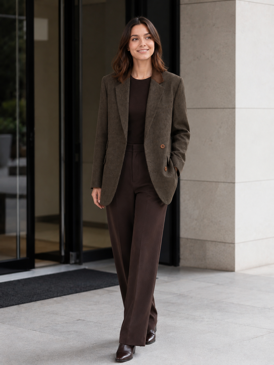 Blazer Laine Femme Marron