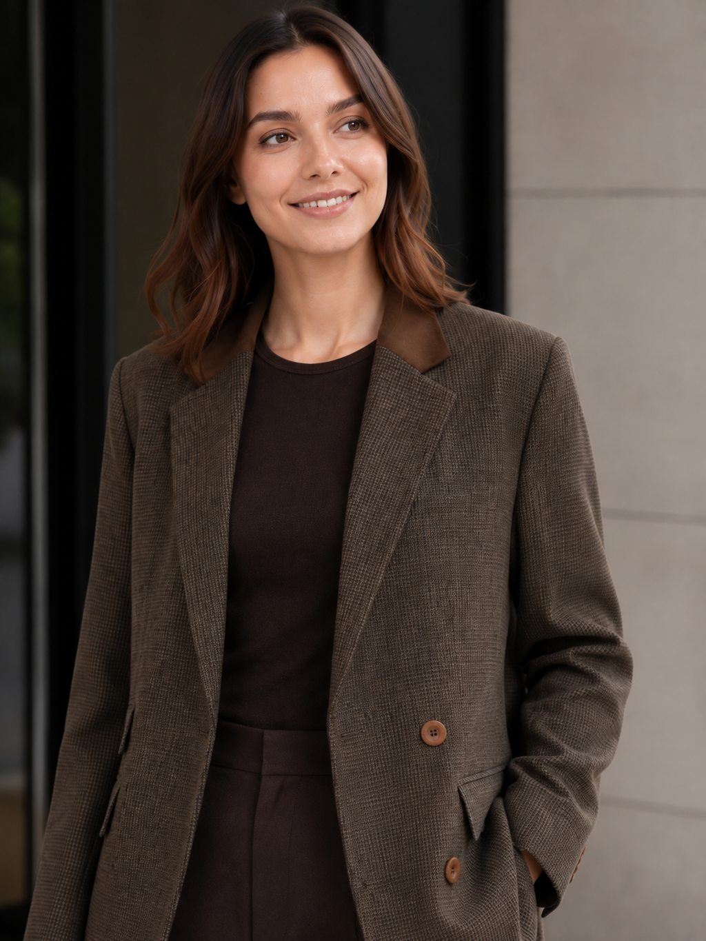 Blazer Laine Femme Marron
