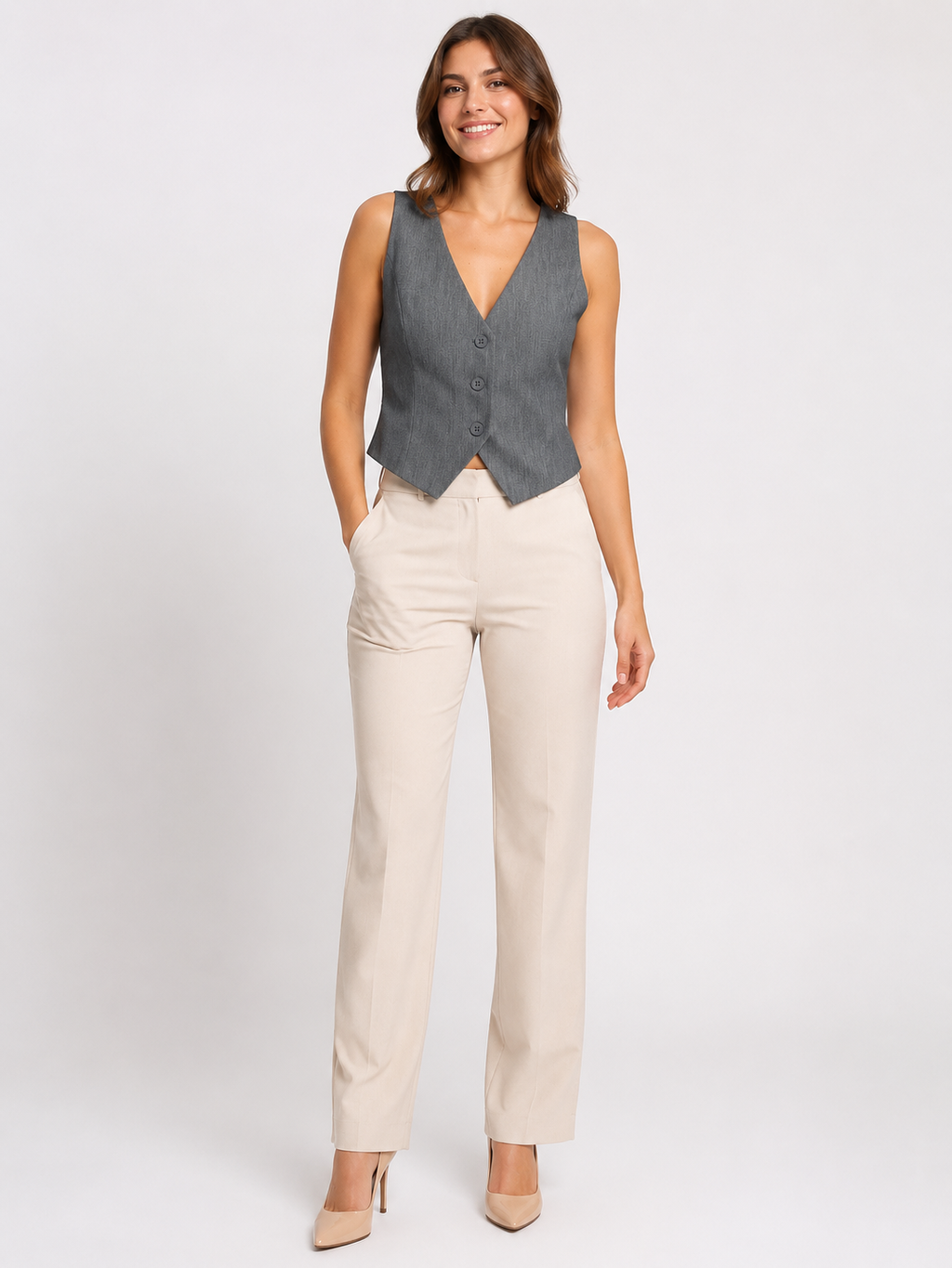Blazer Sans Manche Gris
