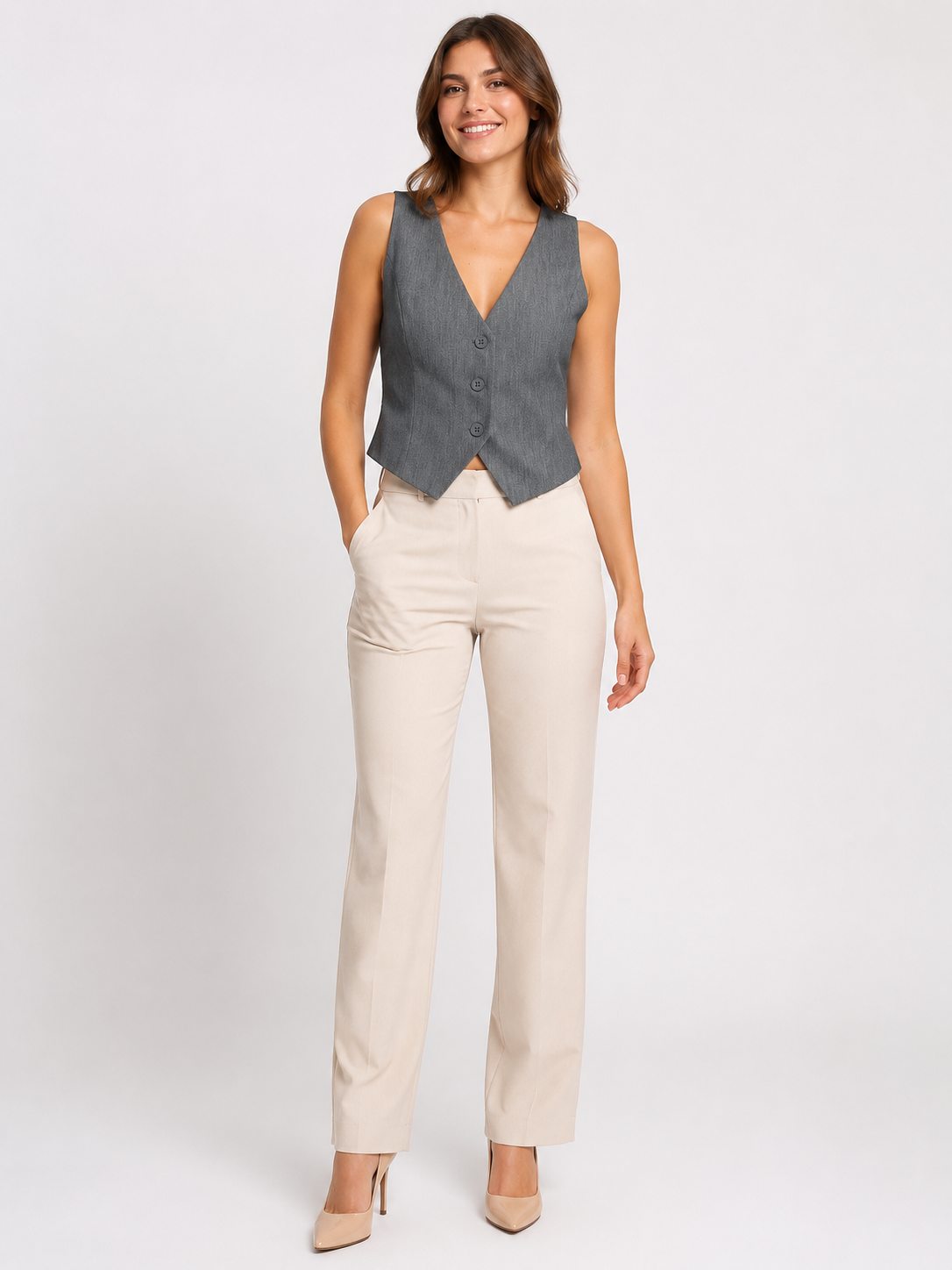 Blazer Sans Manche Gris