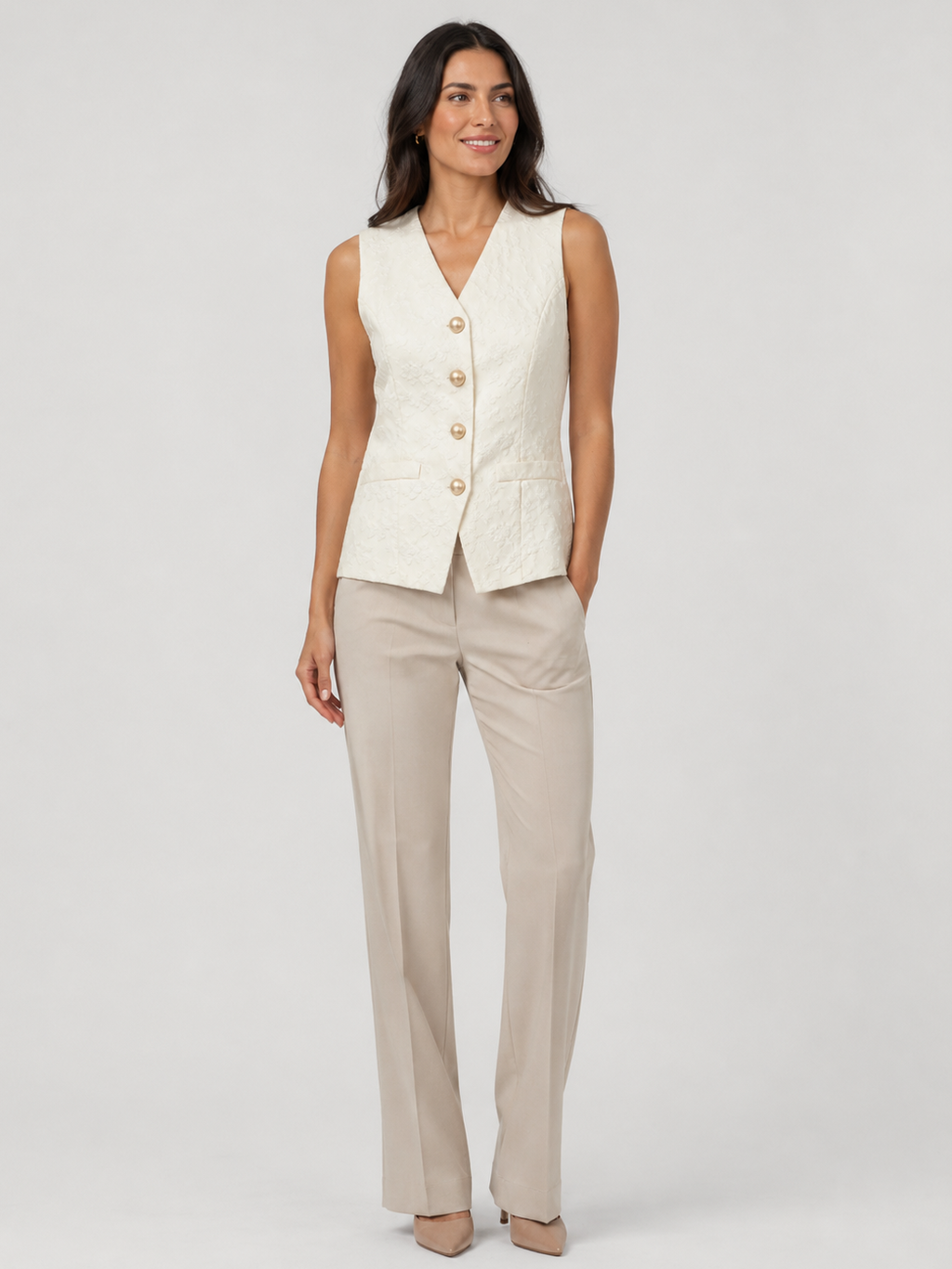 Blazer Sans Manche Femme Blanc