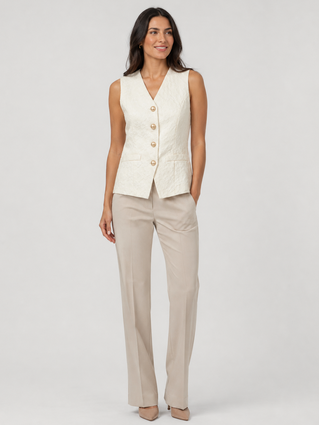 Blazer Sans Manche Femme Blanc