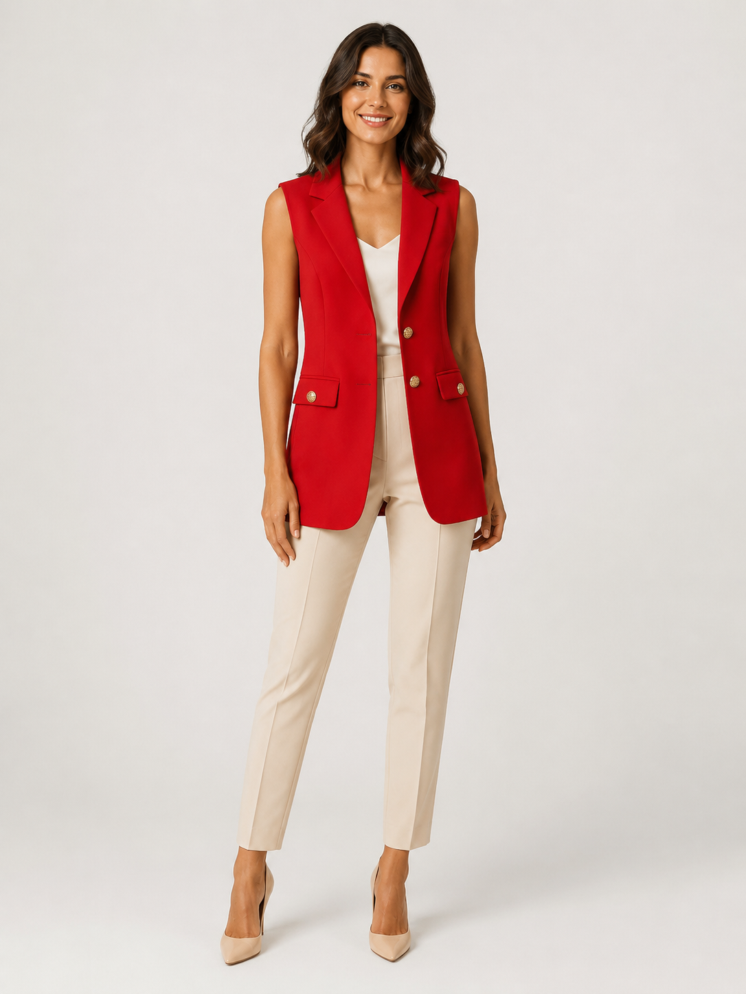 Blazer Sans Manches Rouge