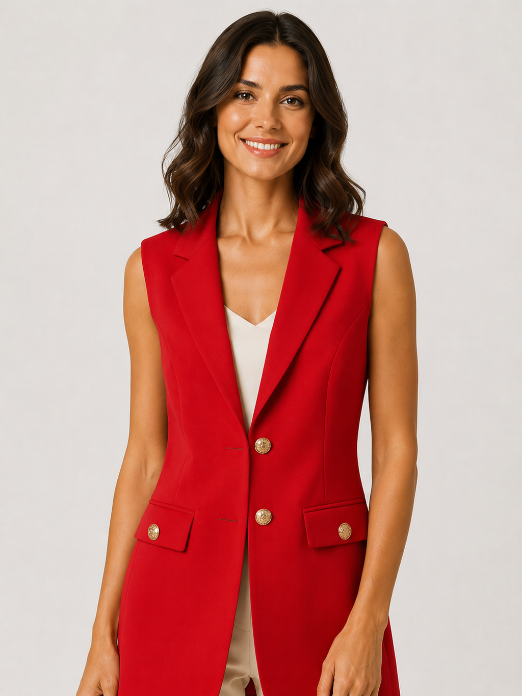 Blazer Sans Manches Rouge