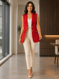 Blazer Sans Manches Rouge
