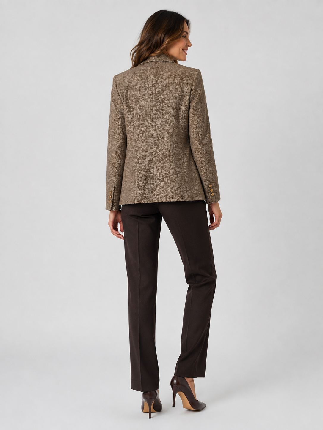 Veste Blazer Marron Femme Croisé