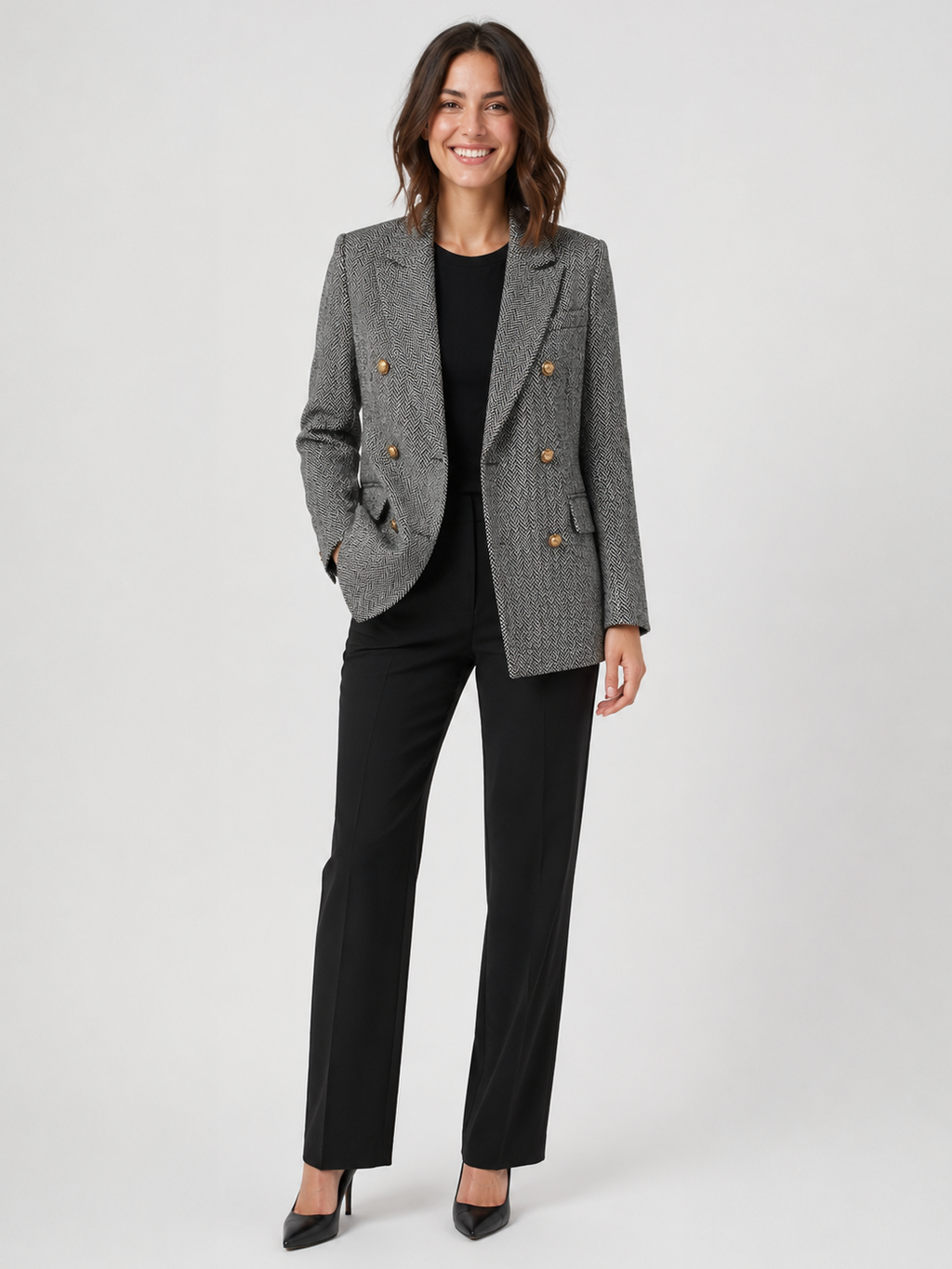 Blazer Croisé Femme Gris