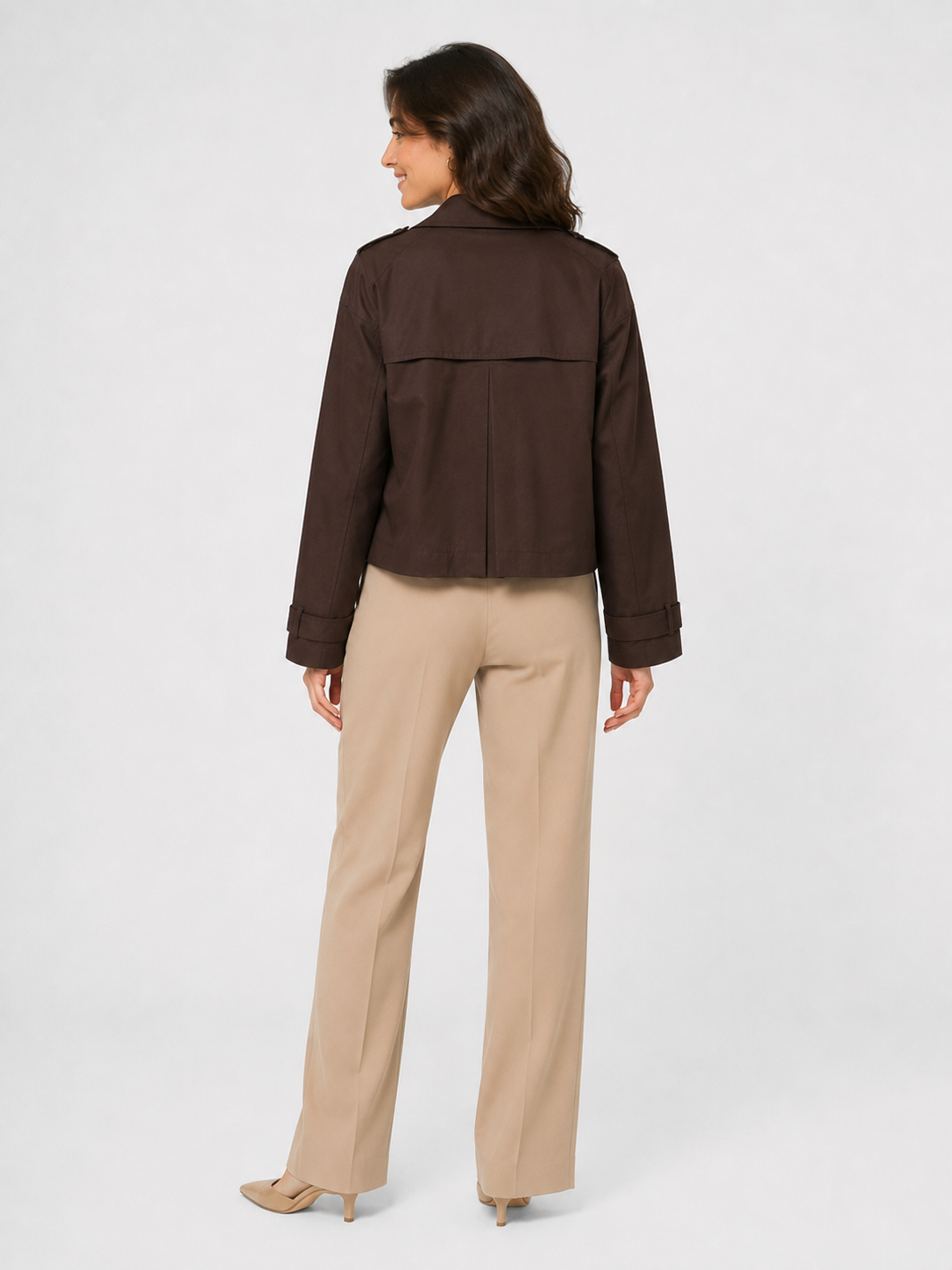 Trench Court Marron Femme