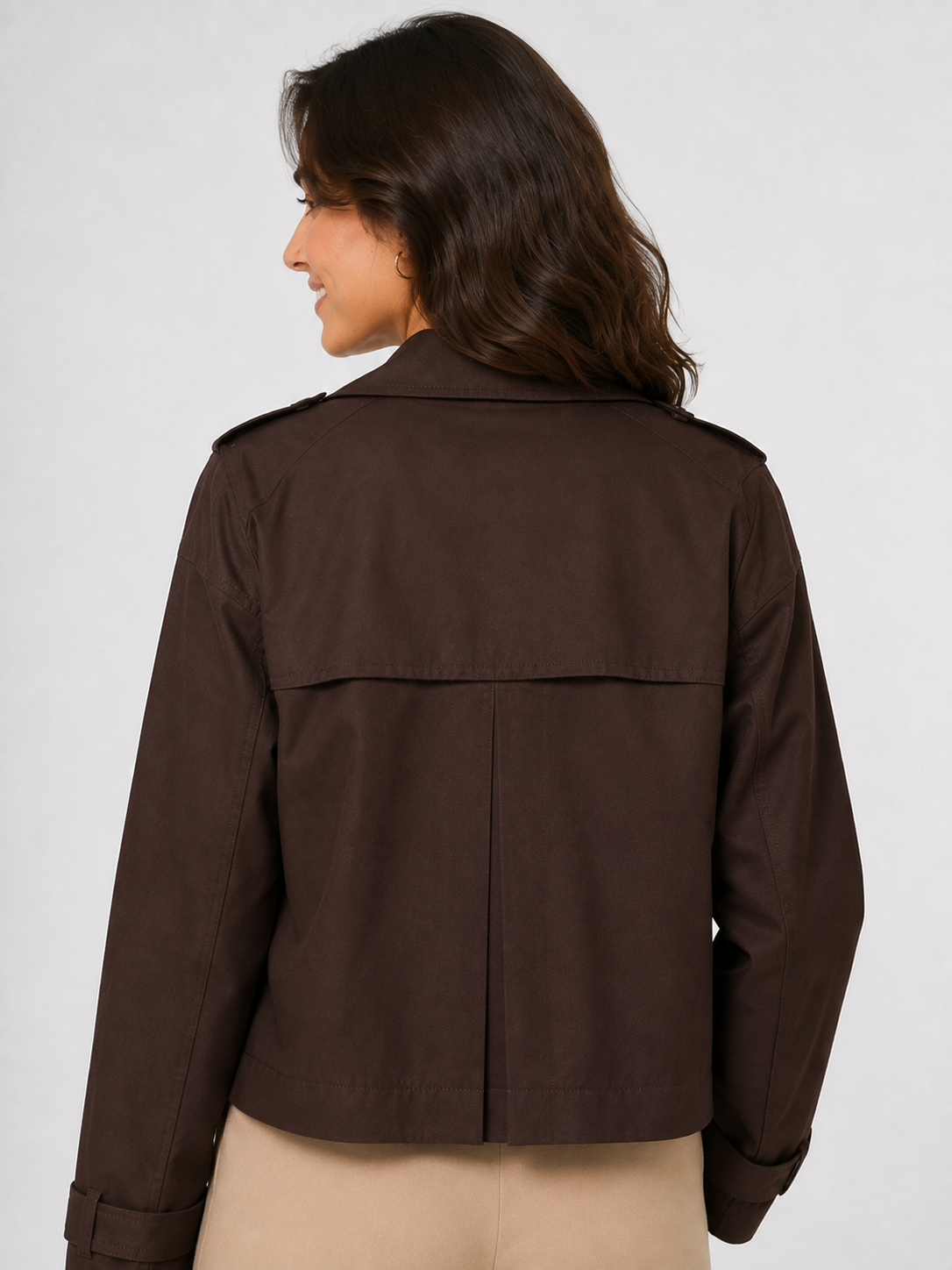 Trench Court Marron Femme