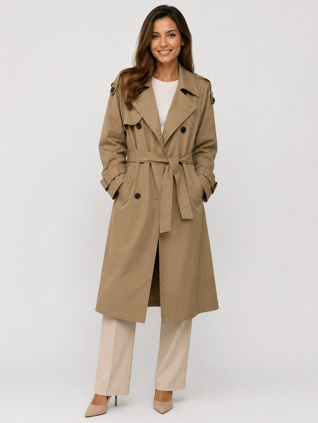 Trench Long Femme Marron