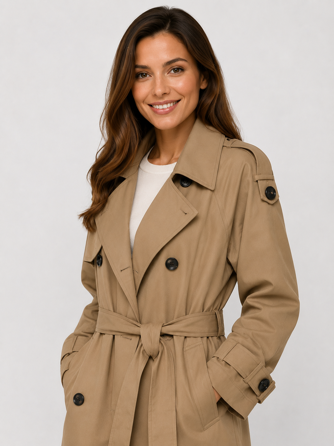 Trench Long Femme Marron
