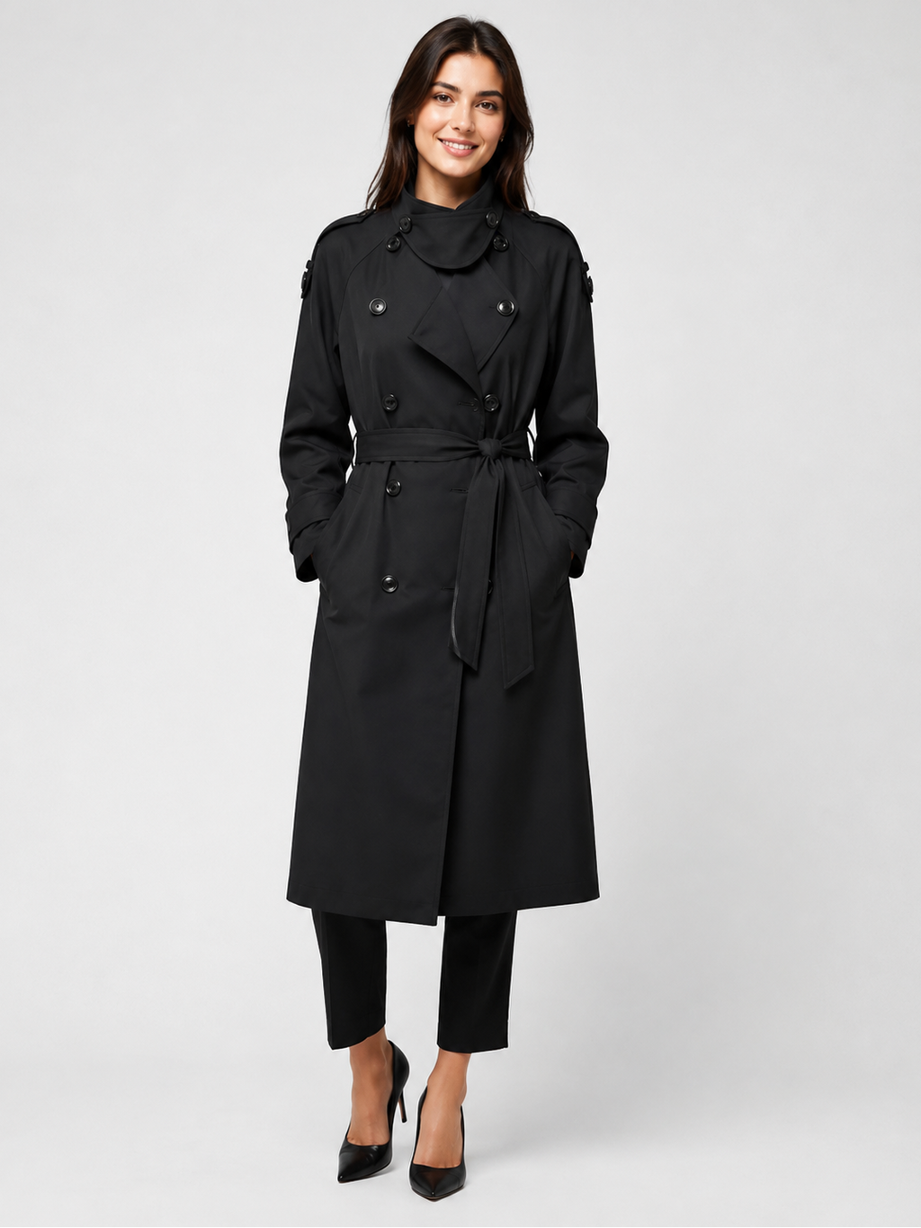 Trench Long Femme Noir