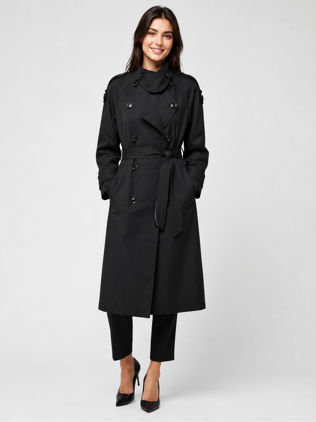 Trench Long Femme Noir