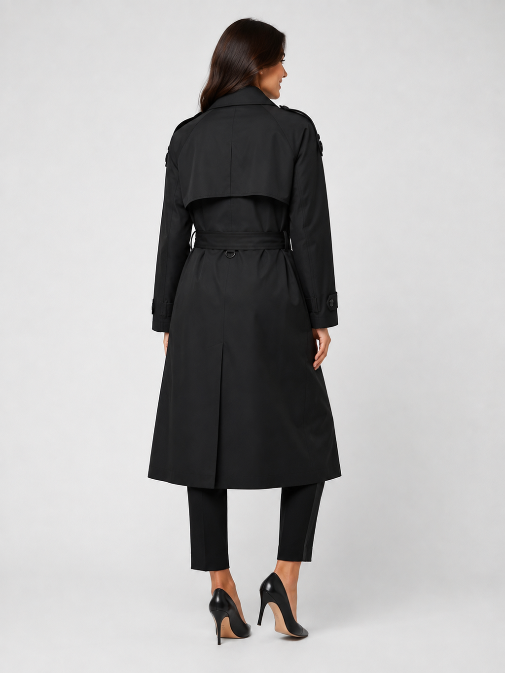 Trench Long Femme Noir