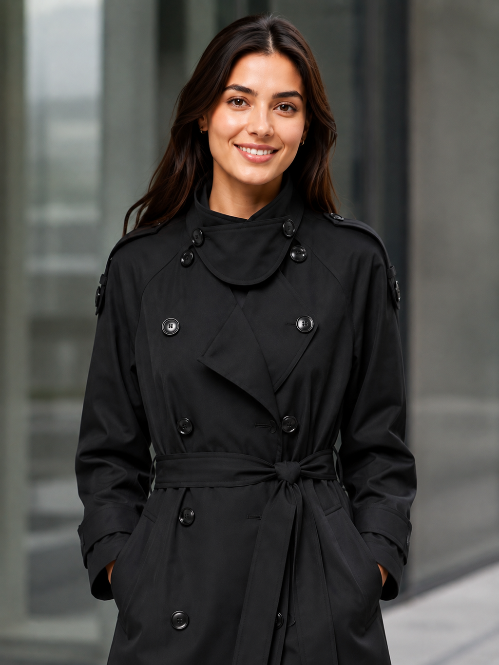 Trench Long Femme Noir