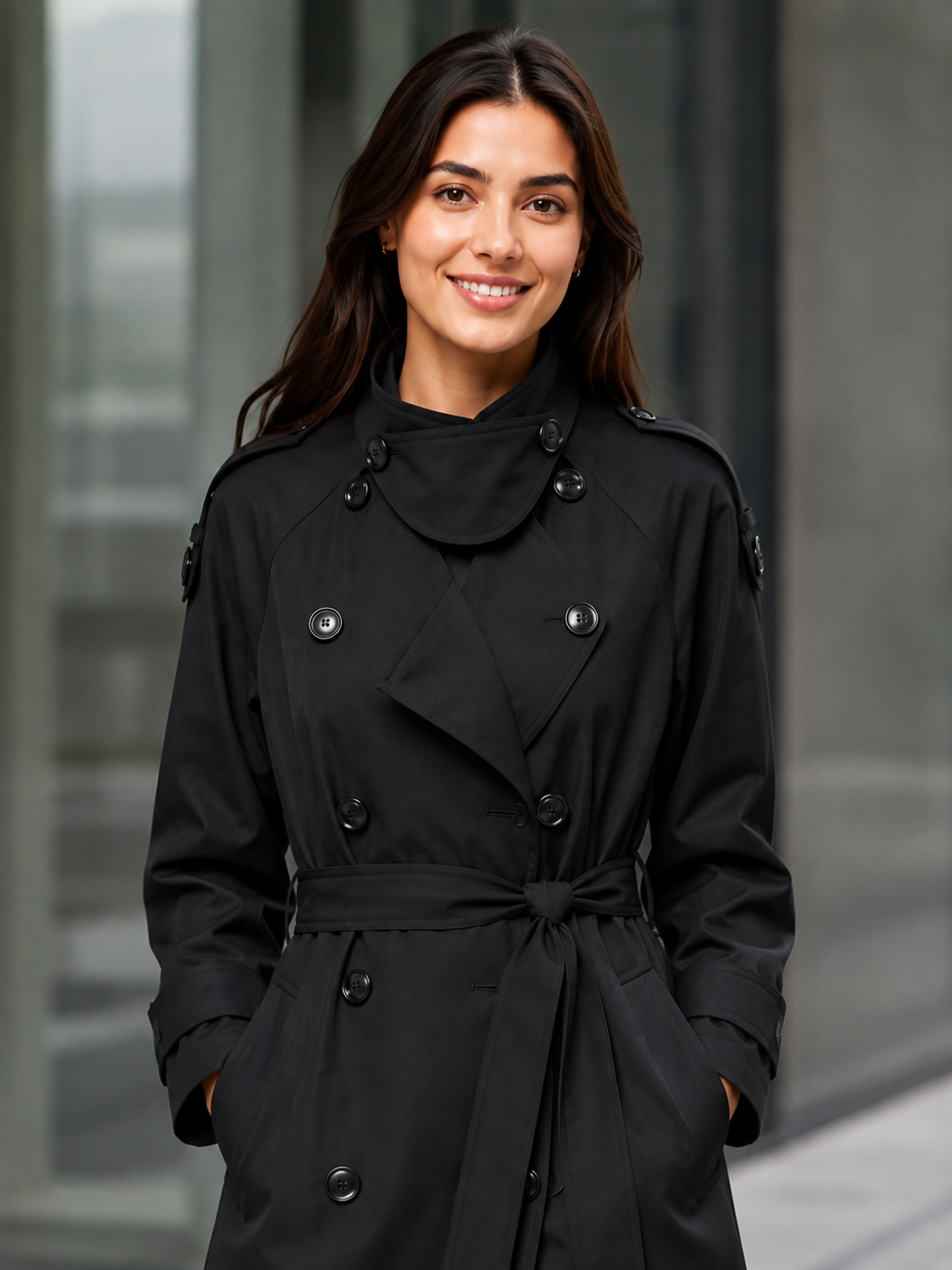 Trench Long Femme Noir