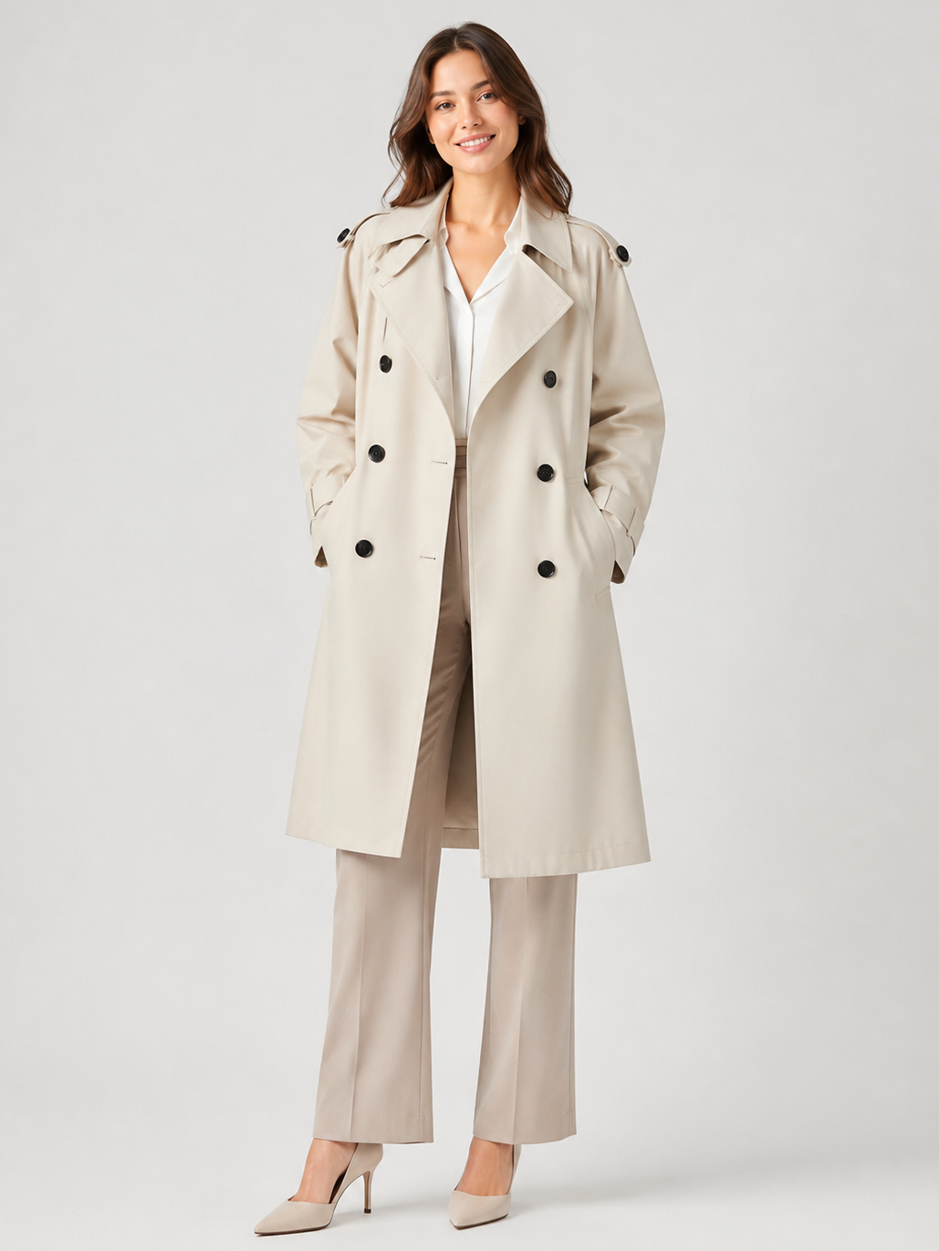 Trench Long Blanc