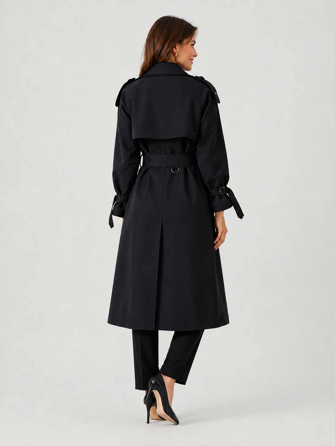 Manteau Trench Long Noir Femme