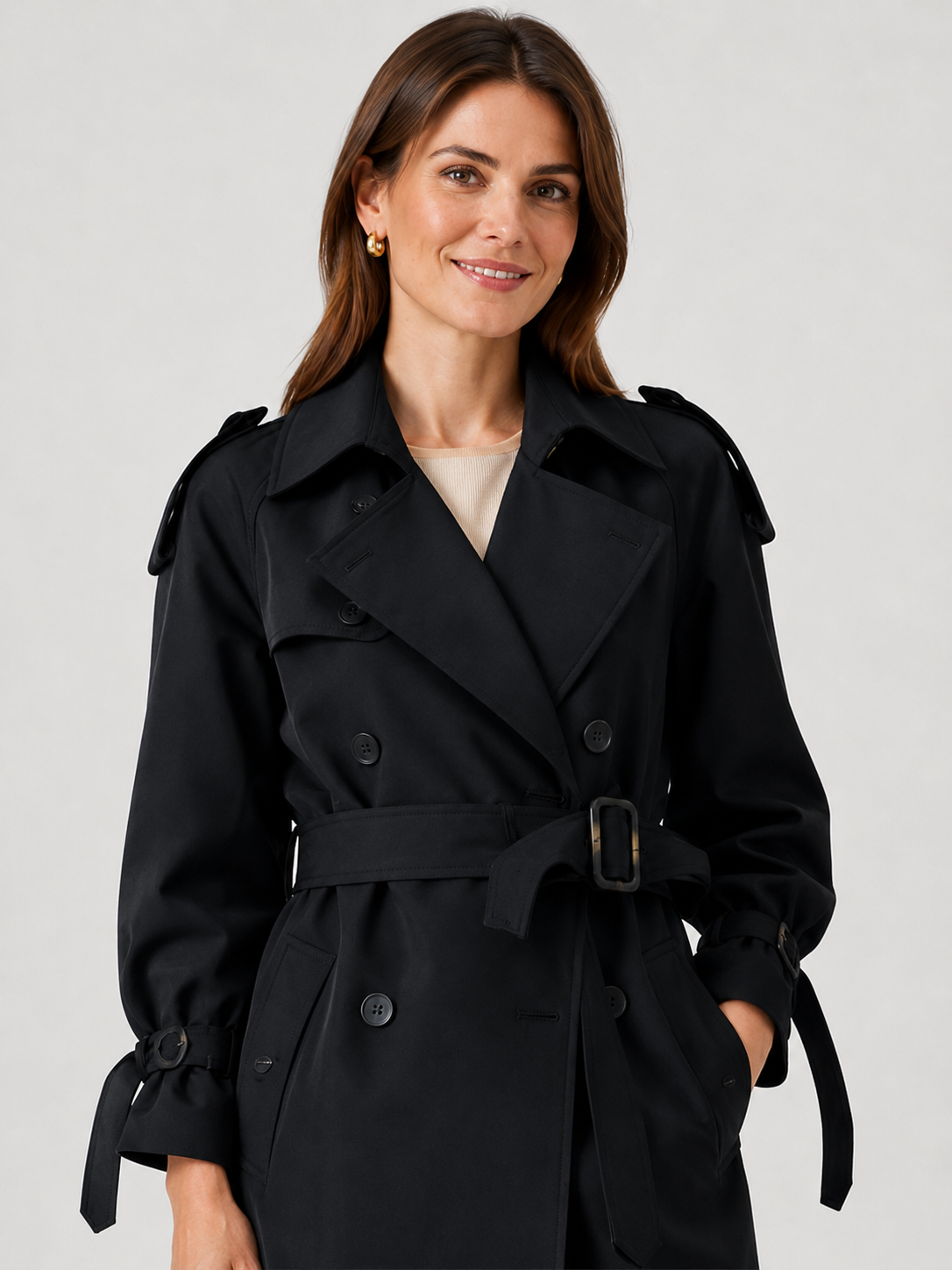 Manteau Trench Long Noir Femme