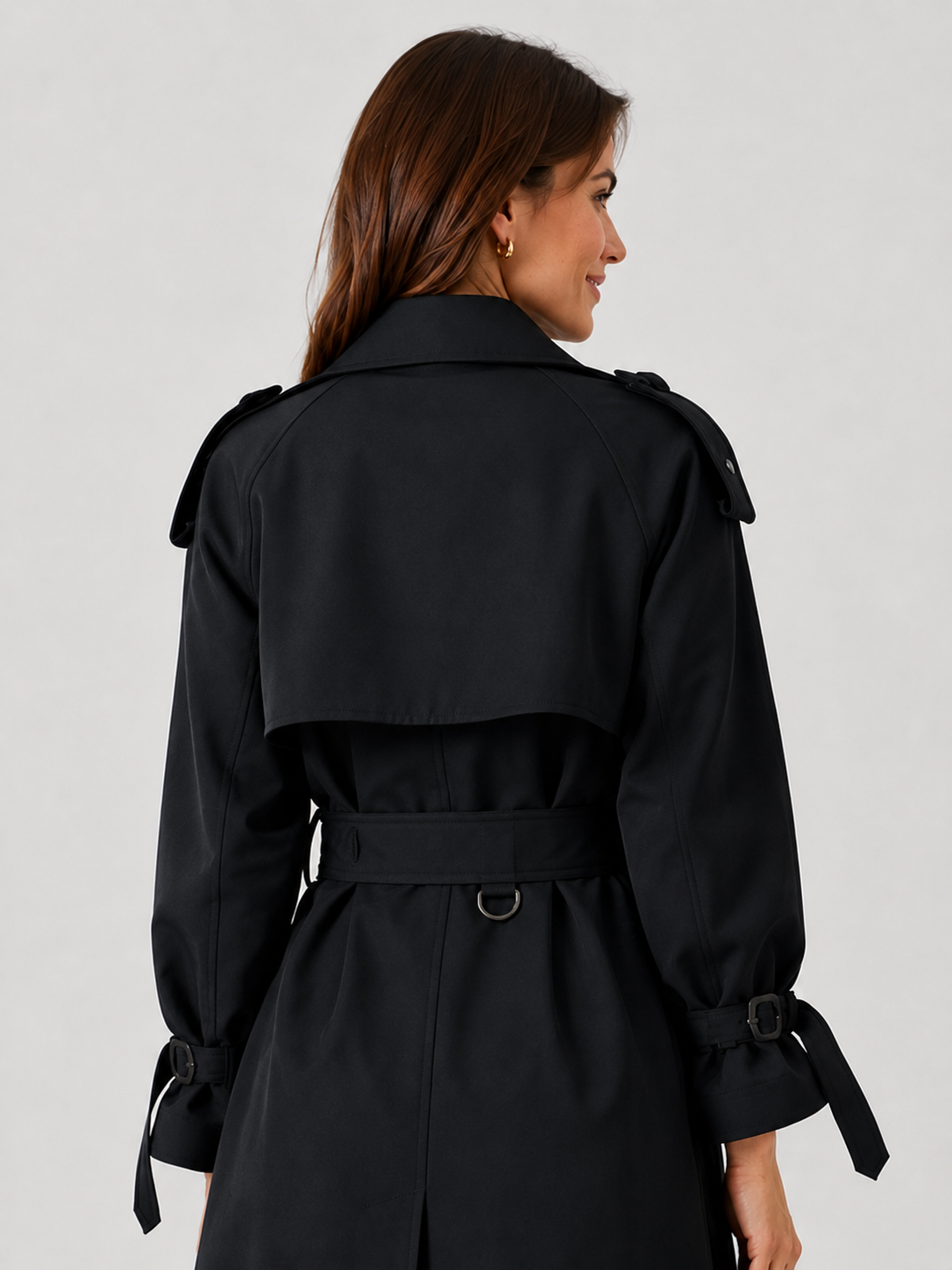 Manteau Trench Long Noir Femme
