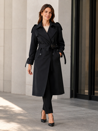 Manteau Trench Long Noir Femme
